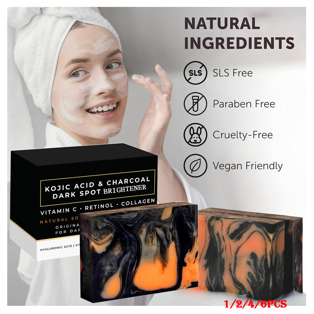 Activated Charcoal Powder - 1/2/4/6Pcs Bamboo Charcoal Soap Natural Organic