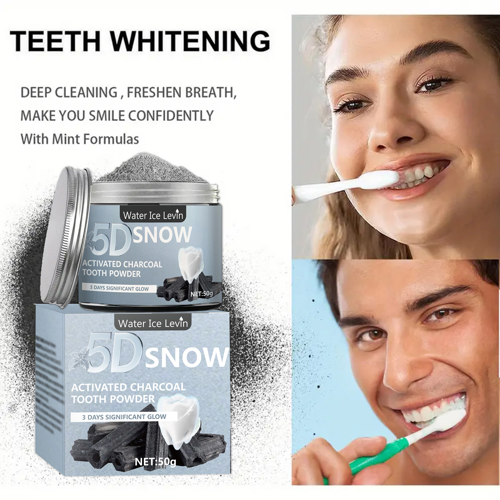 Water Ice Levin 5D Snow Activa - Activated Charcoal Powder reseña y precio