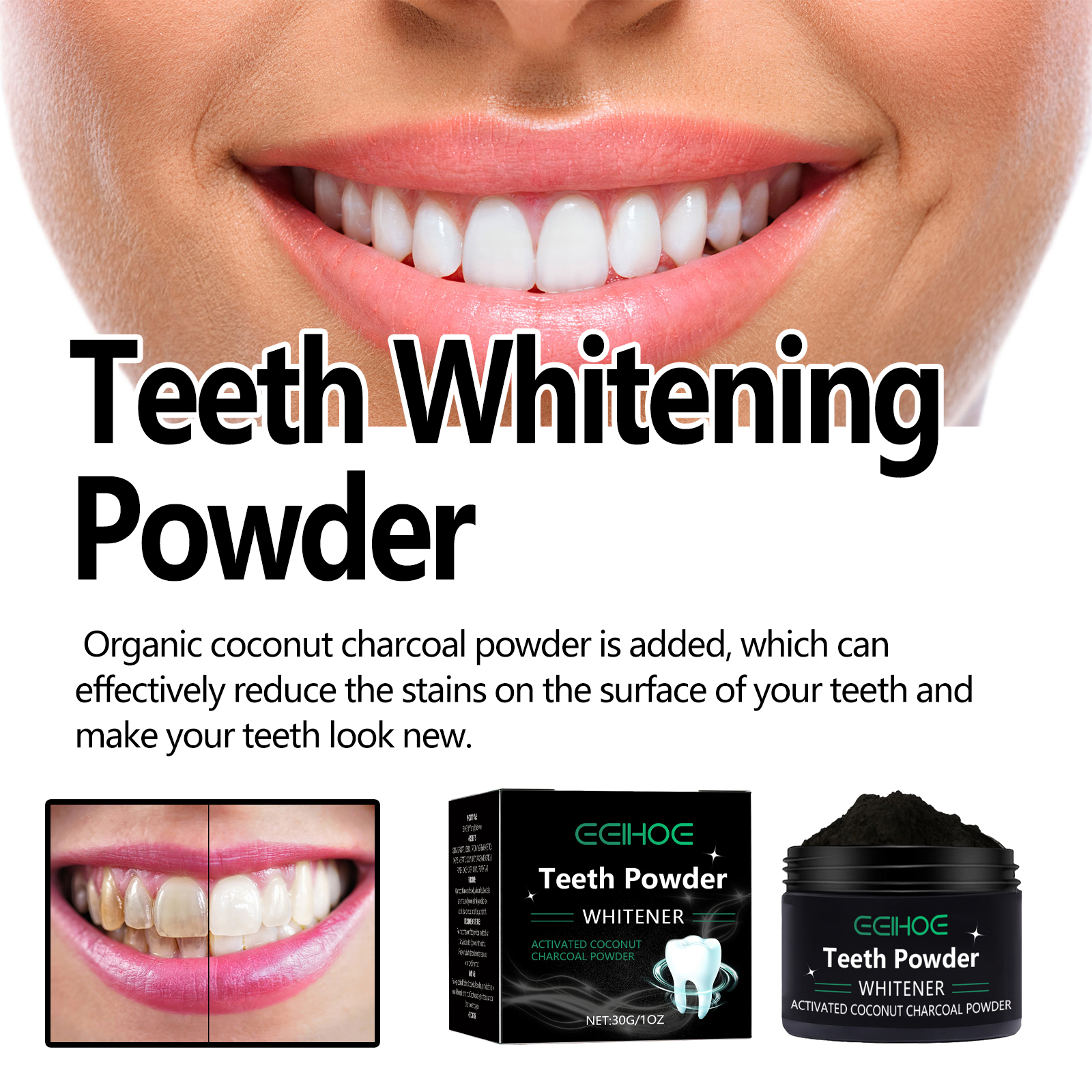 Natural Teeth Whitening Powder - Activated Charcoal Powder reseña y precio
