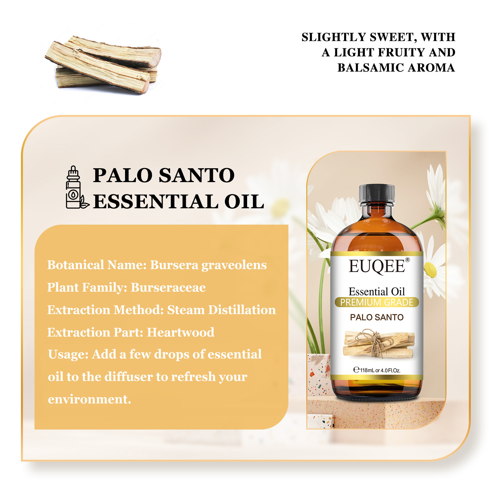 EUQEE 118ml Essential Oil Palo - Soap Making Ingredient reseña y precio