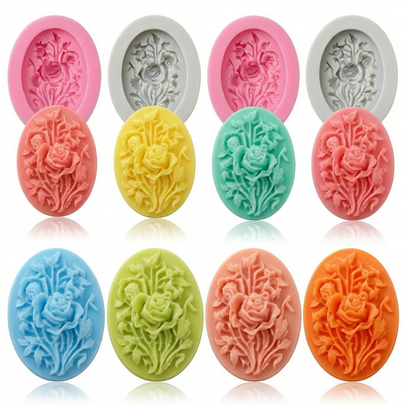 4 Silicone mold with flower sh - Soap Making Tray reseña y precio