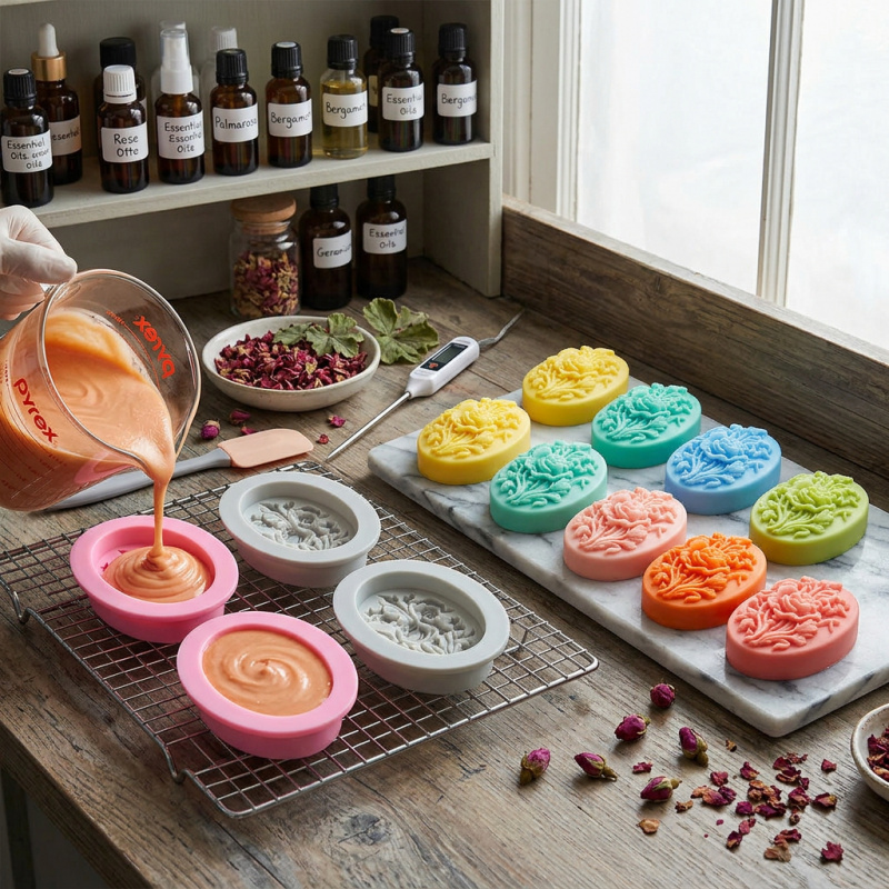 4 Silicone mold with flower sh - Soap Making Tray reseña y precio