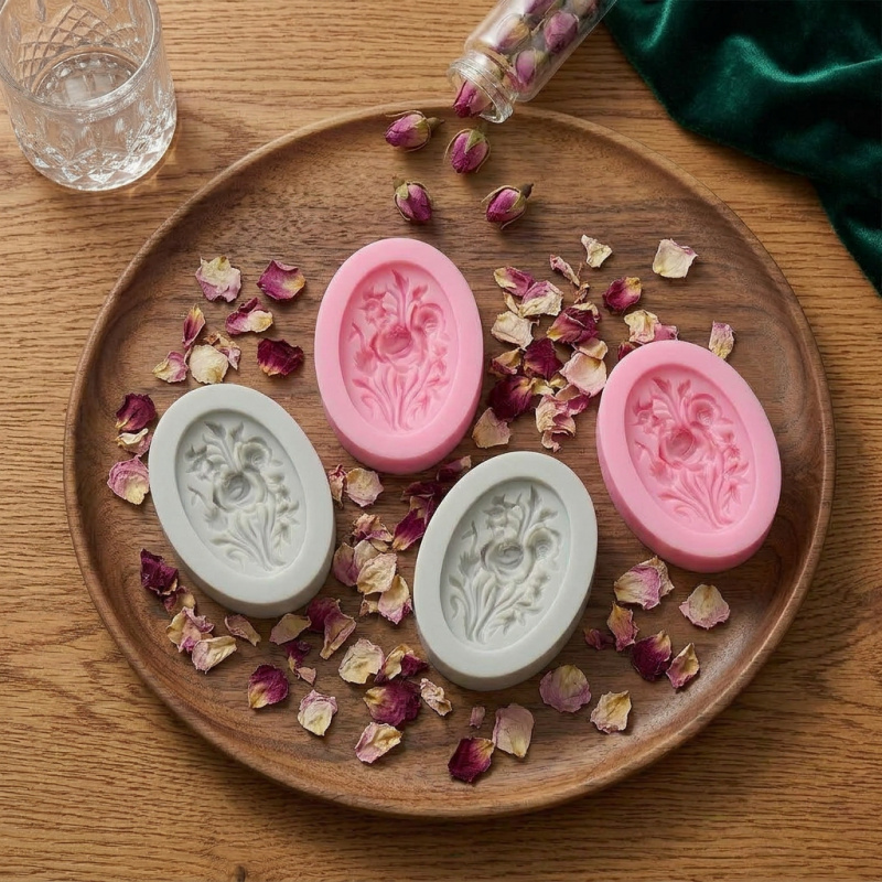 4 Silicone mold with flower sh - Soap Making Tray reseña y precio